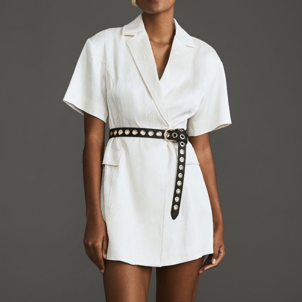 NWT Anthropologie 4SI3NNA Lorenzo Short-Sleeve Belted Blazer Dress